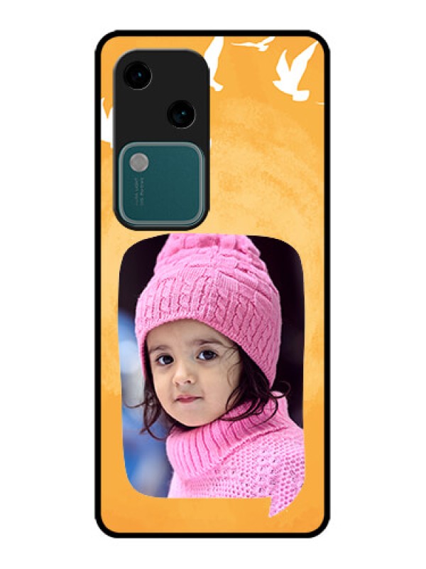 Custom Vivo V30 5G Custom Metal Phone CaseWater Color Design With Bird Icons