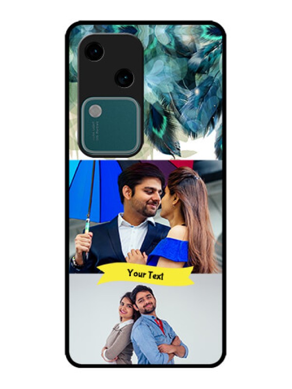 Custom Vivo V30 5G Custom Metal Phone CaseImage With Boho Peacock Feather Design