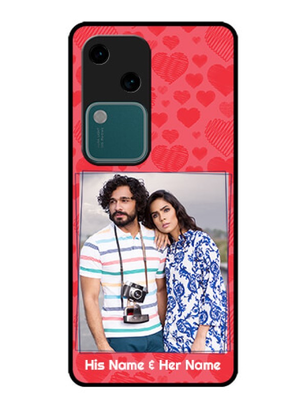 Custom Vivo V30 5G Custom Metal Phone CaseWith Red Heart Symbols Design
