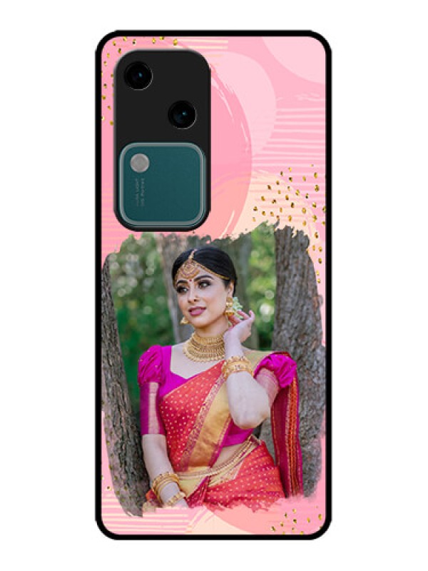 Custom Vivo V30 5G Custom Metal Phone CaseGold Glitter Splash Design