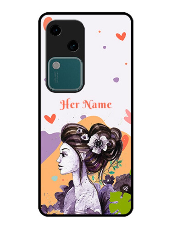 Custom Vivo V30 5G Custom Metal Phone CaseWoman And Nature Design