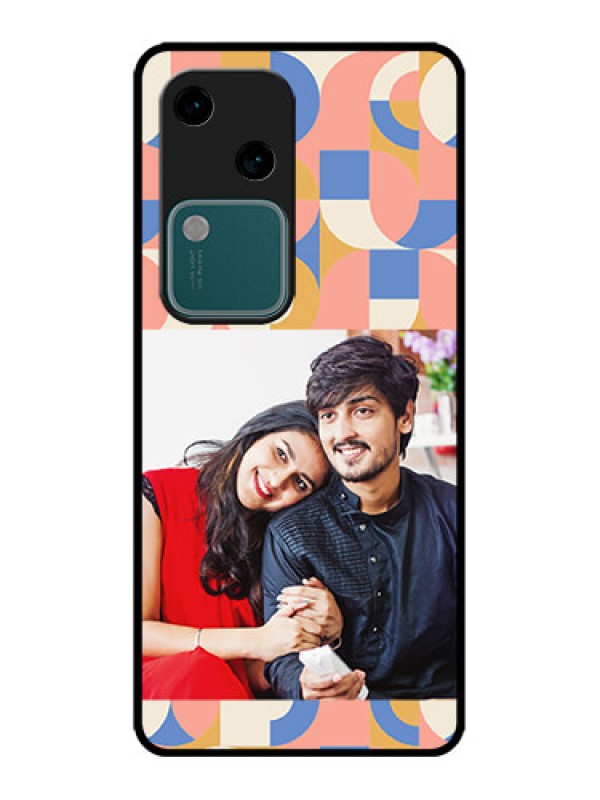 Custom Vivo V30 5G Custom Metal Phone CaseSemi - Circle Maze Pattern Design