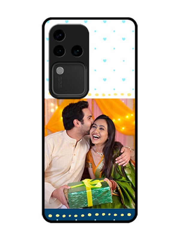 Custom Vivo V30 Pro 5G Custom Metal Phone Case - White And Blue Abstract Design