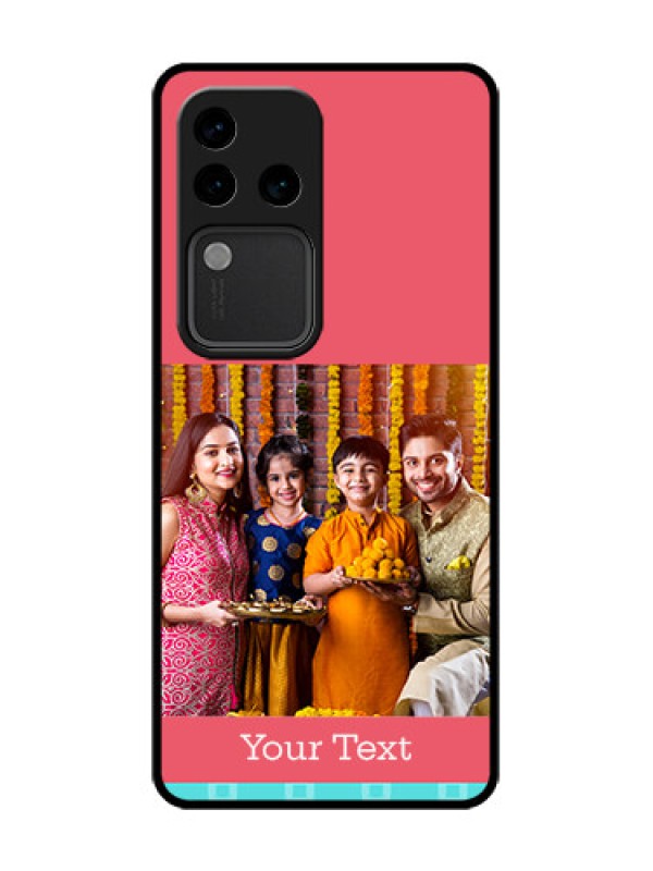 Custom Vivo V30 Pro 5G Custom Metal Phone Case - Peach and Blue Color Design