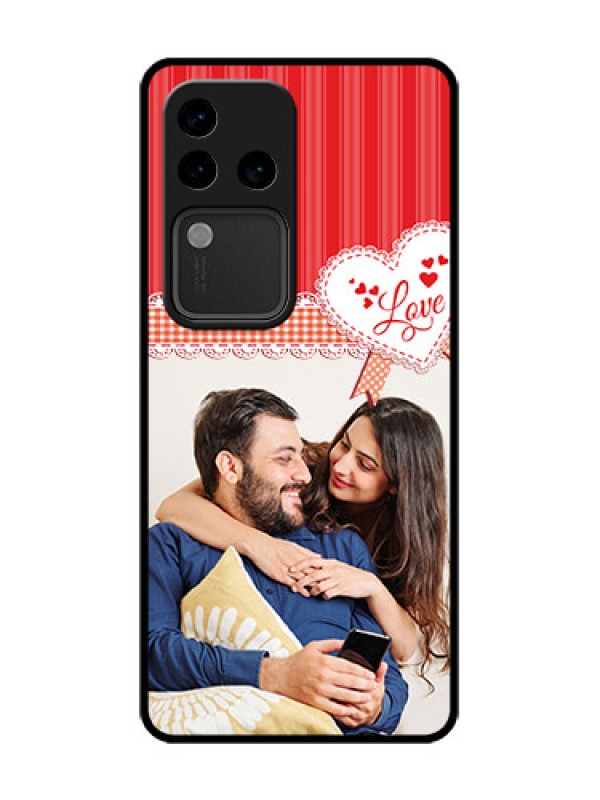 Custom Vivo V30 Pro 5G Custom Metal Phone Case - Red Love Pattern Design