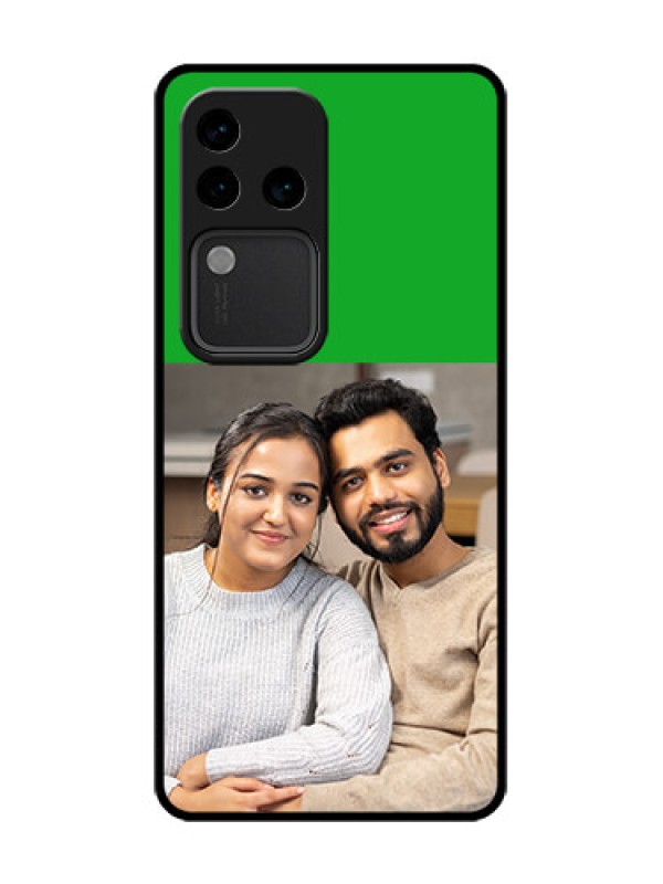 Custom Vivo V30 Pro 5G Custom Metal Phone Case - Green Pattern Design