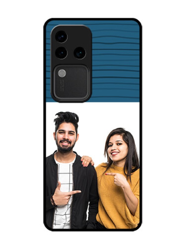 Custom Vivo V30 Pro 5G Custom Metal Phone Case - Blue Pattern Cover Design