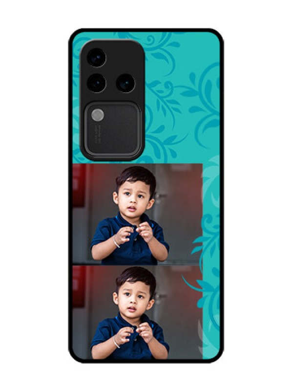 Custom Vivo V30 Pro 5G Custom Metal Phone Case - With Photo And Green Floral Design