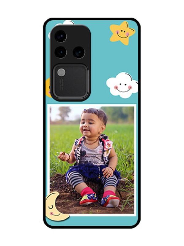 Custom Vivo V30 Pro 5G Custom Metal Phone Case - Smiley Kids Stars Design