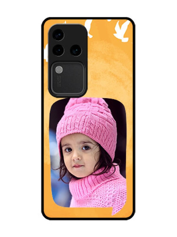 Custom Vivo V30 Pro 5G Custom Metal Phone Case - Water Color Design With Bird Icons