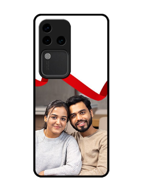Custom Vivo V30 Pro 5G Custom Metal Phone Case - Red Ribbon Frame Design
