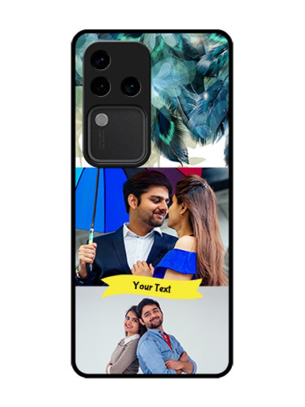 Custom Vivo V30 Pro 5G Custom Metal Phone Case - Image With Boho Peacock Feather Design