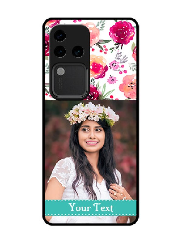 Custom Vivo V30 Pro 5G Custom Metal Phone Case - Water Colors Floral Design