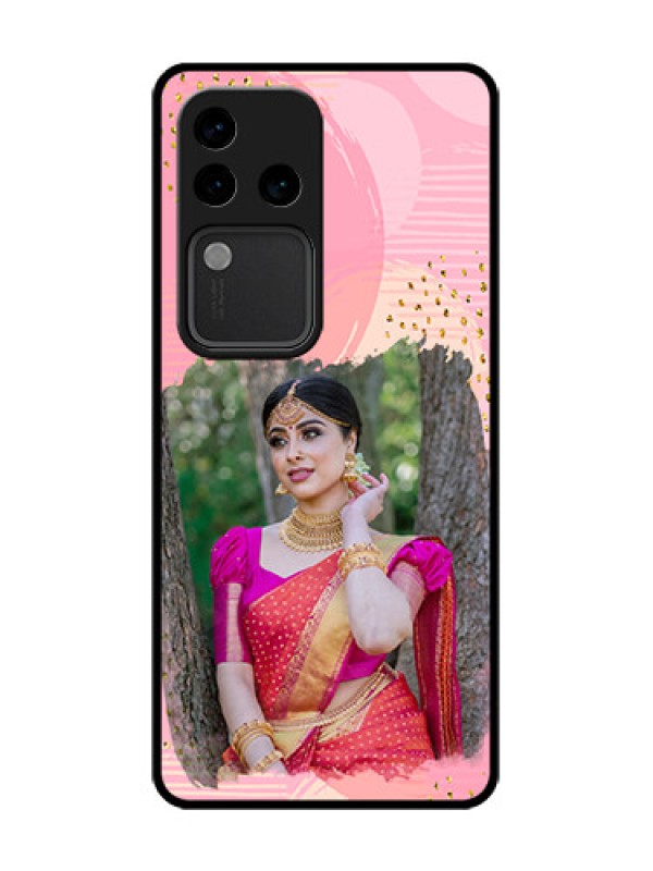 Custom Vivo V30 Pro 5G Custom Metal Phone Case - Gold Glitter Splash Design