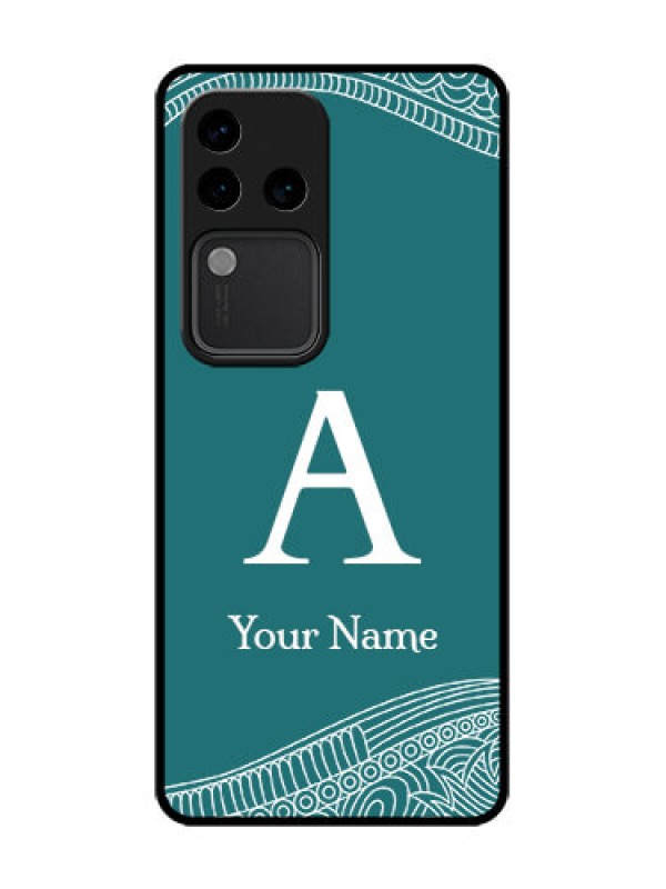 Custom Vivo V30 Pro 5G Custom Metal Phone Case - Line Art Pattern With Custom Name Design