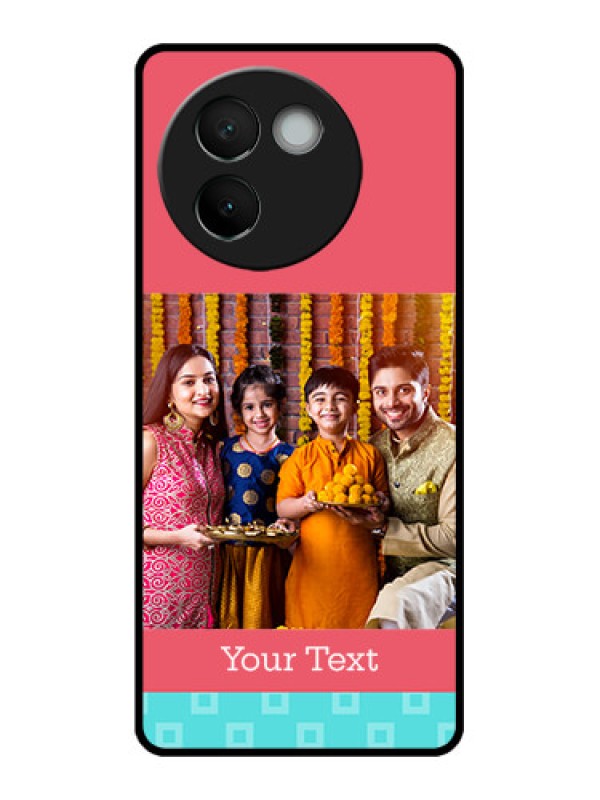 Custom Vivo V30e 5G Custom Metal Phone CasePeach and Blue Color Design