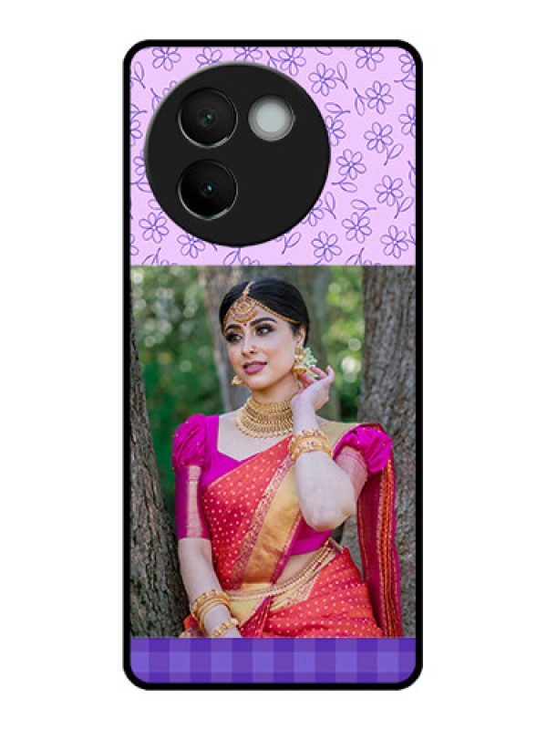 Custom Vivo V30e 5G Custom Metal Phone CasePurple Floral Design