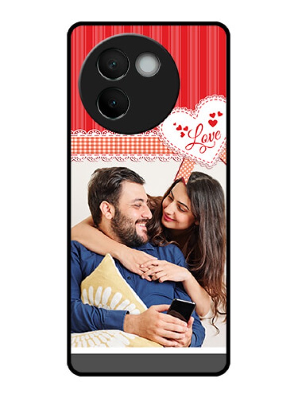 Custom Vivo V30e 5G Custom Metal Phone CaseRed Love Pattern Design