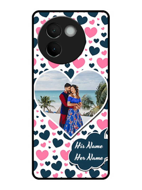 Custom Vivo V30e 5G Custom Metal Phone CasePink and Blue Heart Design