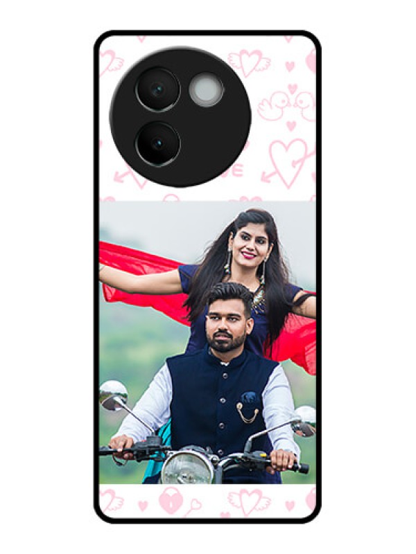 Custom Vivo V30e 5G Custom Metal Phone CasePink Flying Heart Design