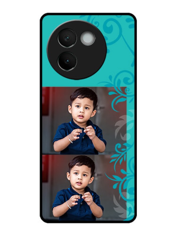 Custom Vivo V30e 5G Custom Metal Phone CaseWith Photo And Green Floral Design