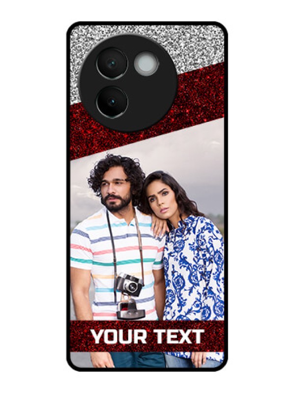 Custom Vivo V30e 5G Custom Metal Phone CaseImage Holder With Glitter Strip Design