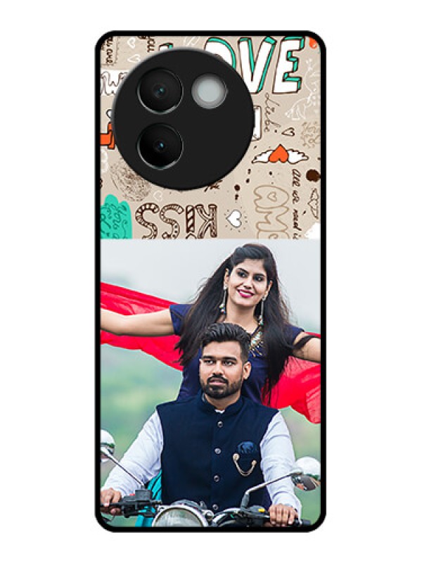 Custom Vivo V30e 5G Custom Metal Phone CaseLove Doodle Pattern