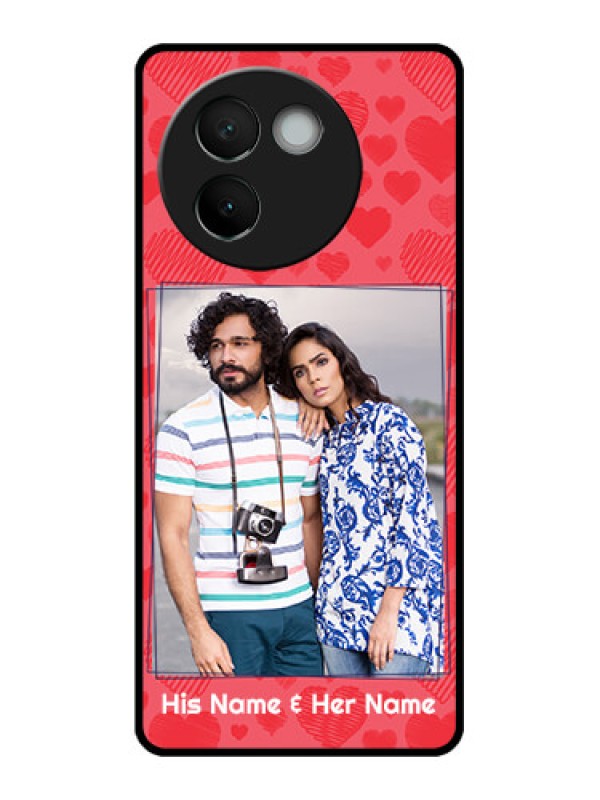 Custom Vivo V30e 5G Custom Metal Phone CaseWith Red Heart Symbols Design