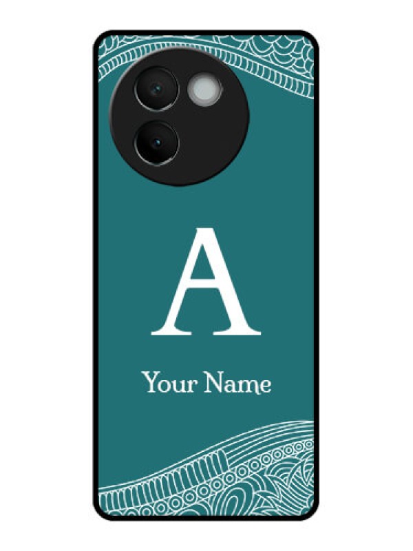 Custom Vivo V30e 5G Custom Metal Phone CaseLine Art Pattern With Custom Name Design