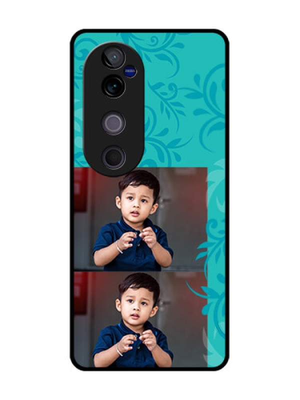 Custom Vivo V40 5G Custom Metal Phone CaseWith Photo And Green Floral Design