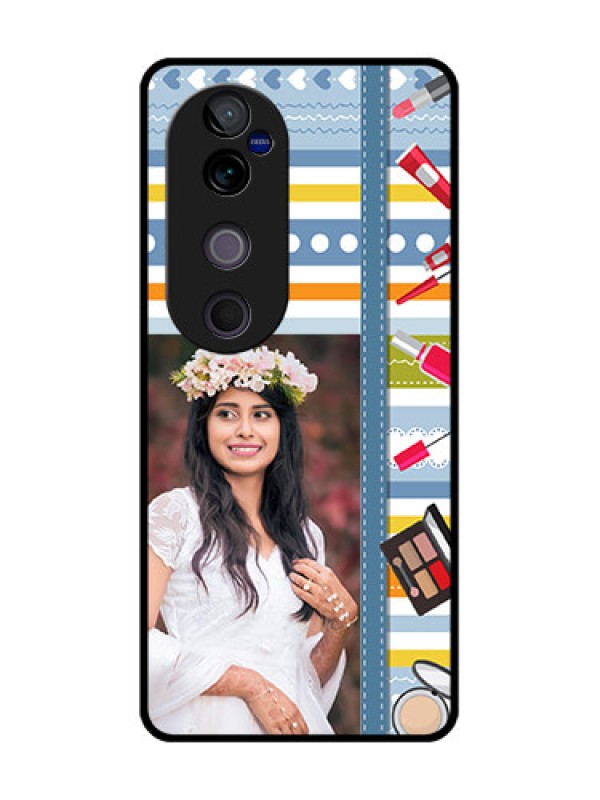 Custom Vivo V40 5G Custom Metal Phone CaseMakeup Icons Design