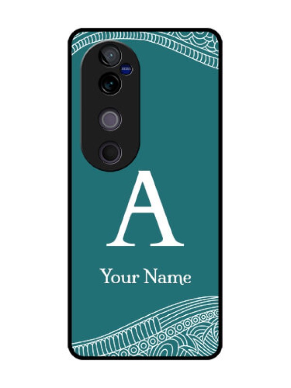Custom Vivo V40 5G Custom Metal Phone CaseLine Art Pattern With Custom Name Design