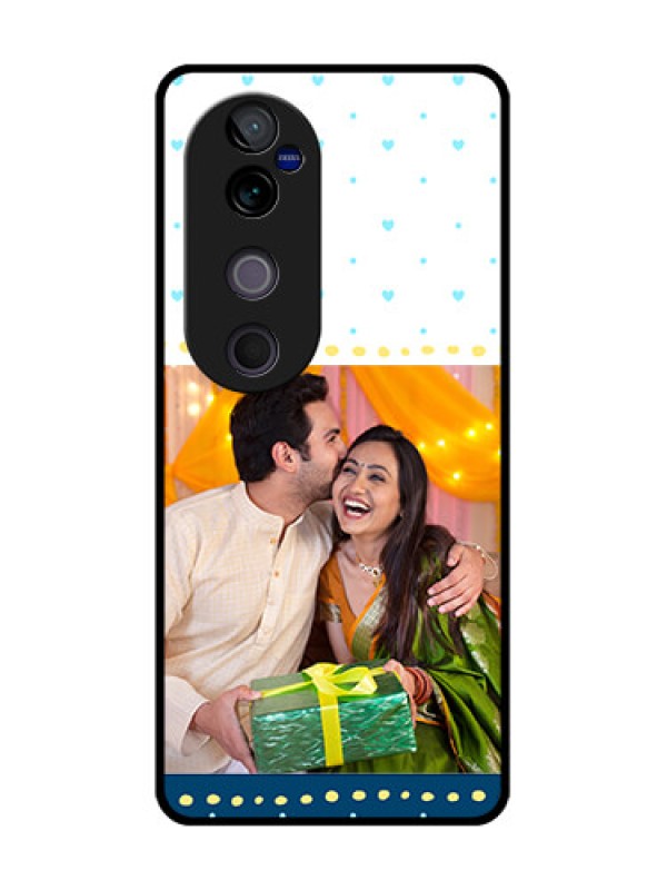 Custom Vivo V40 Pro 5G Custom Metal Phone CaseWhite And Blue Abstract Design