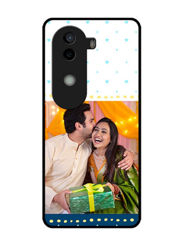 Custom Vivo V40e 5G Custom Metal Phone CaseWhite And Blue Abstract Design