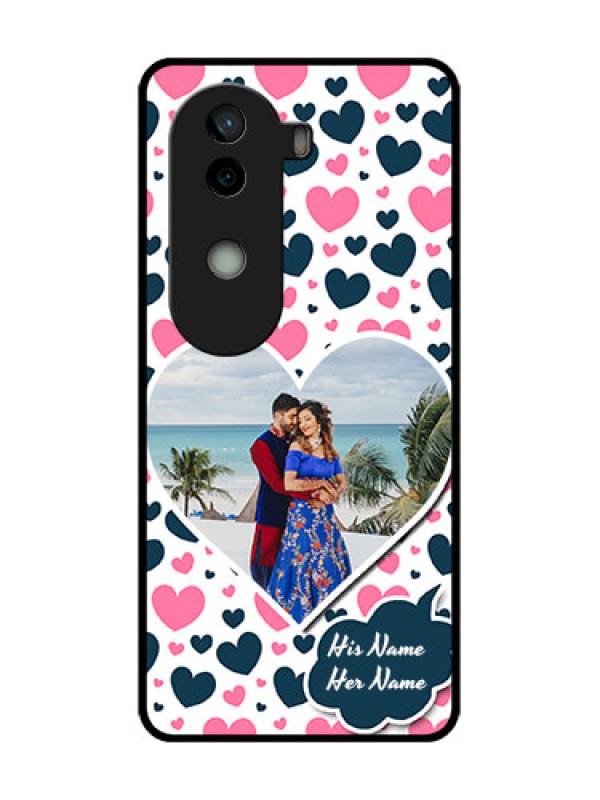 Custom Vivo V40e 5G Custom Metal Phone CasePink and Blue Heart Design