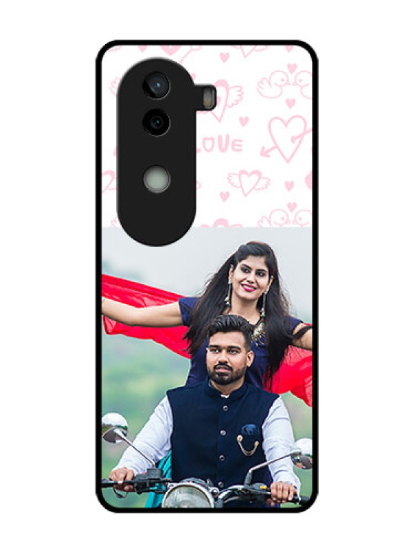 Custom Vivo V40e 5G Custom Metal Phone CasePink Flying Heart Design