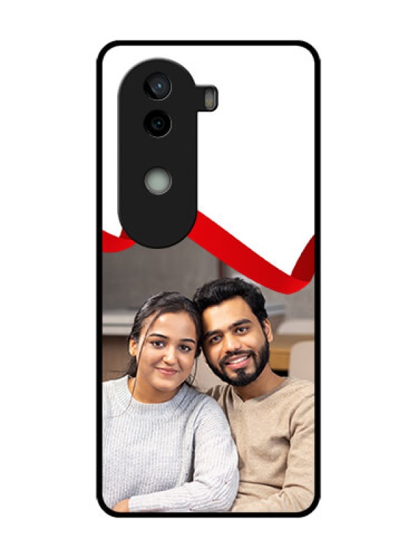 Custom Vivo V40e 5G Custom Metal Phone CaseRed Ribbon Frame Design