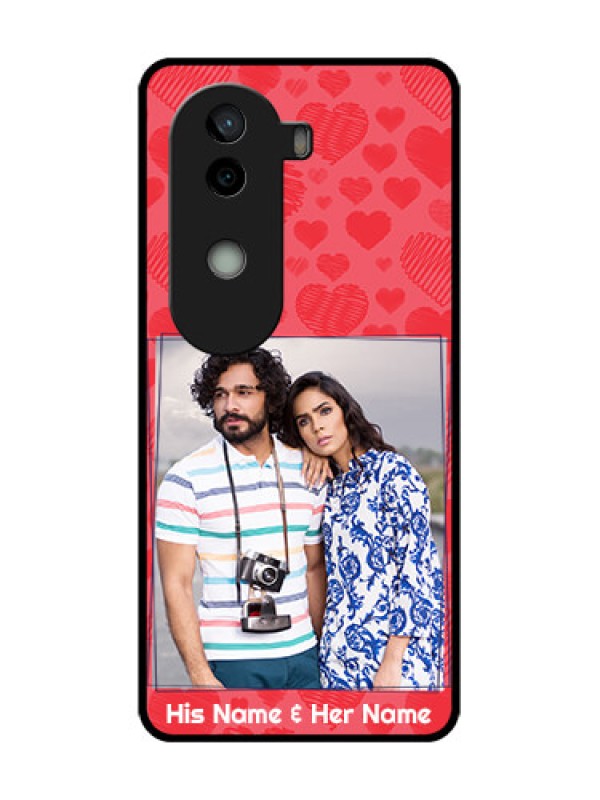 Custom Vivo V40e 5G Custom Metal Phone CaseWith Red Heart Symbols Design