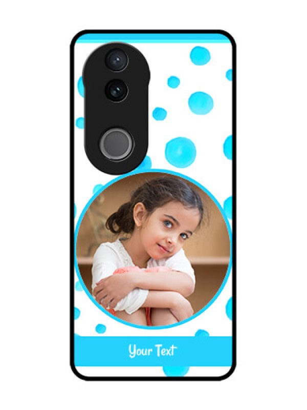 Custom Vivo V50 5G Custom Metal Phone Case - Blue Bubbles Pattern Design