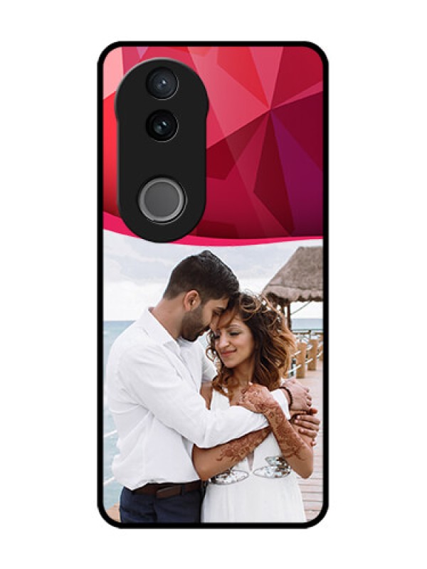 Custom Vivo V50 5G Custom Metal Phone Case - Red Abstract Design