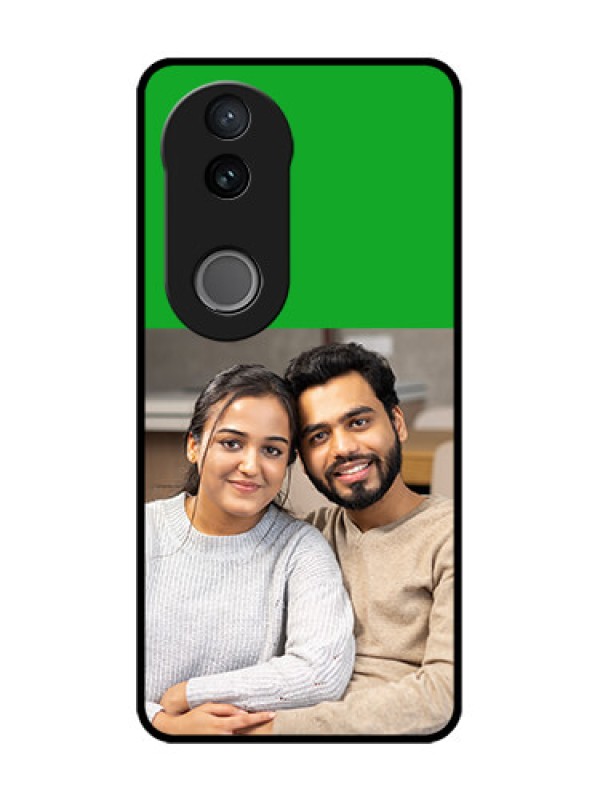 Custom Vivo V50 5G Custom Metal Phone Case - Green Pattern Design