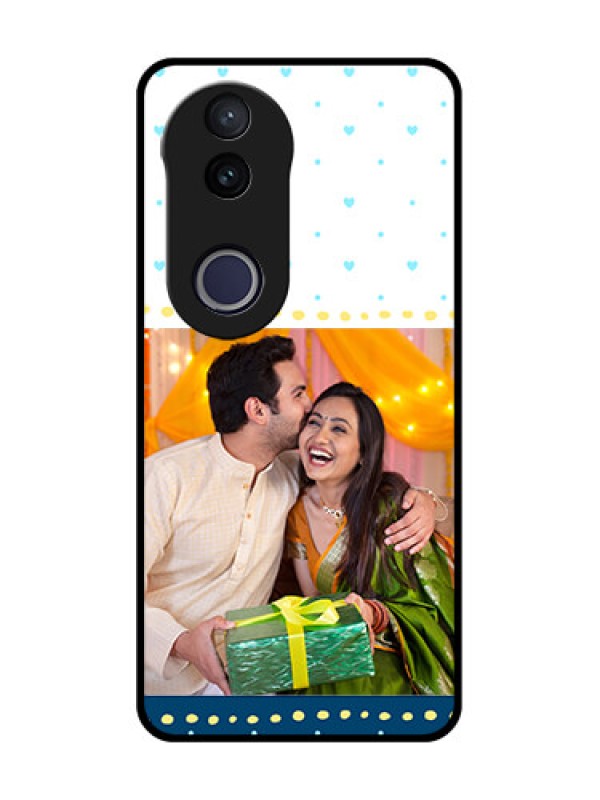 Custom Vivo V50e 5G Custom Metal Phone Case - White And Blue Abstract Design