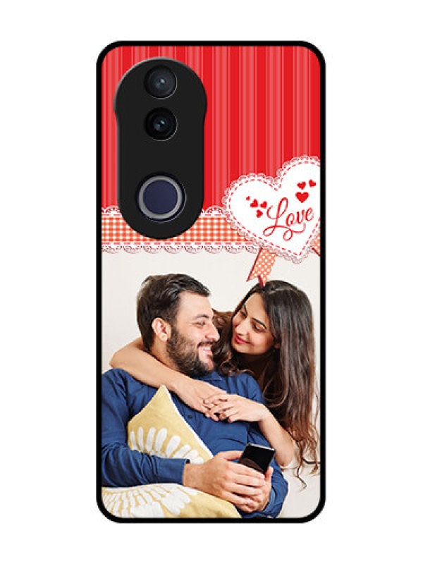 Custom Vivo V50e 5G Custom Metal Phone Case - Red Love Pattern Design
