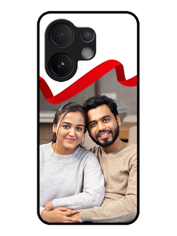 Custom Vivo V60 5G Custom Metal Phone Case - Red Ribbon Frame Design