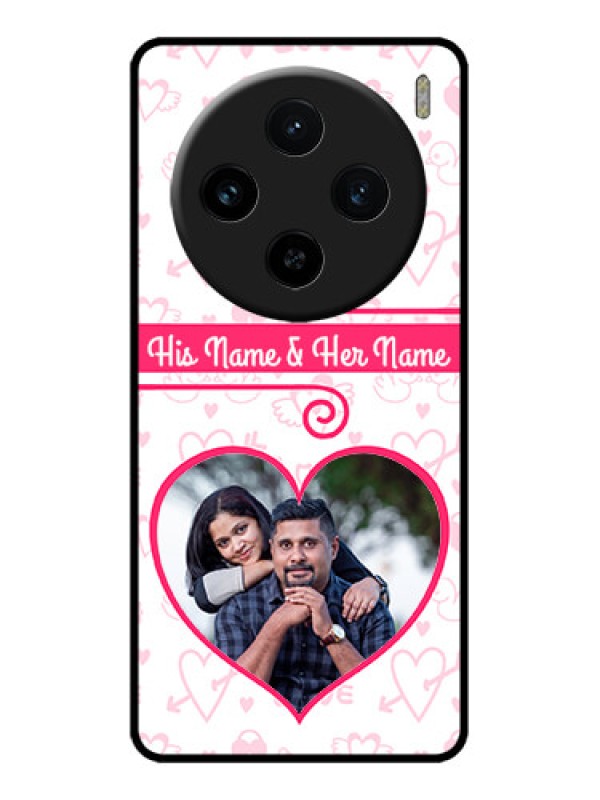 Custom Vivo X100 5G Custom Metal Phone CaseHeart Shape Love Design