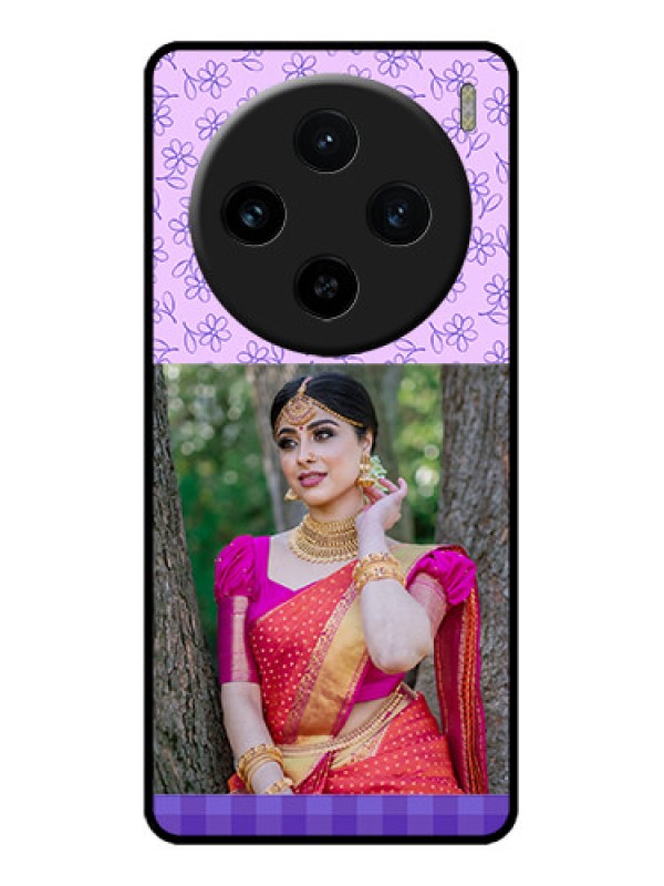 Custom Vivo X100 5G Custom Metal Phone CasePurple Floral Design