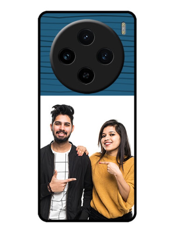 Custom Vivo X100 5G Custom Metal Phone CaseBlue Pattern Cover Design