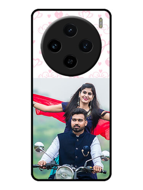 Custom Vivo X100 5G Custom Metal Phone CasePink Flying Heart Design