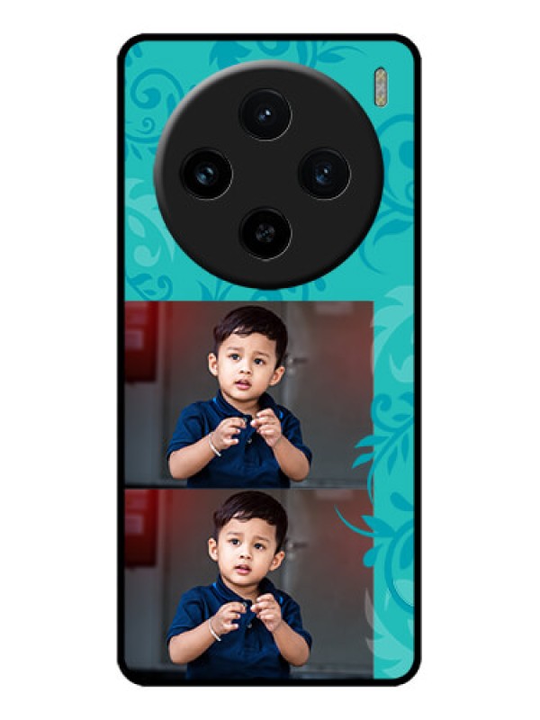 Custom Vivo X100 5G Custom Metal Phone CaseWith Photo And Green Floral Design