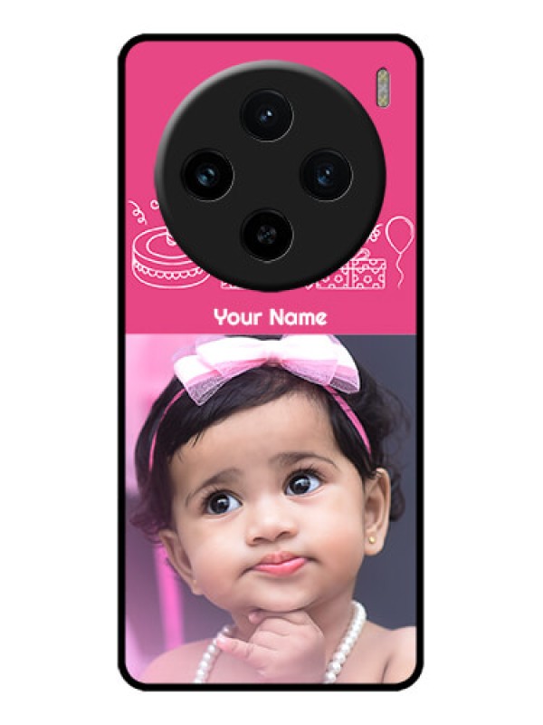 Custom Vivo X100 5G Custom Metal Phone CaseWith Birthday Line Art Design